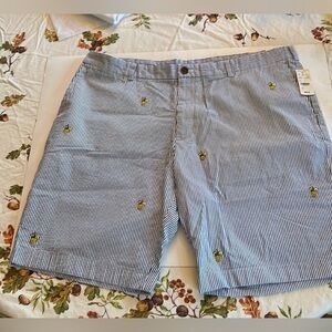 Brooks Brothers NWT Men’s Big and Tall blue white seersucker shorts Size 42